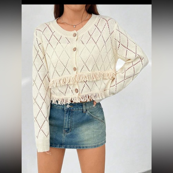 SHEIN Sweaters - SHEIN EZwear Women's BOHO  Knitted Fringed
Cardigan